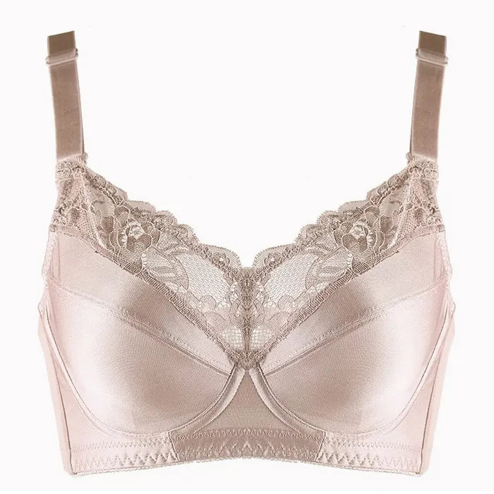A50 - Ladies Underwire Floral Embroidered Nude Beige Bra 34-48 B-H cup