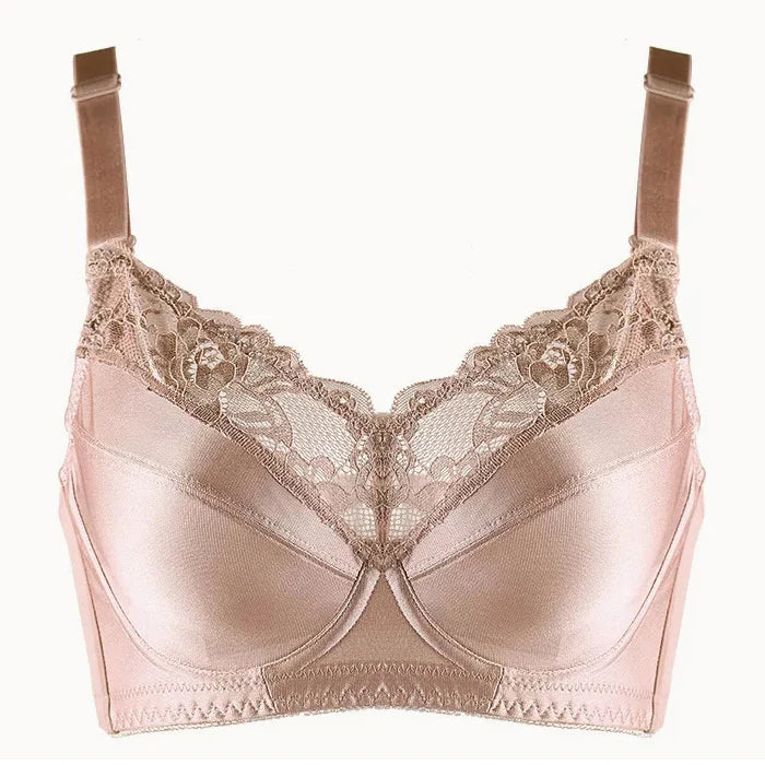 A48 - Ladies Underwired Floral Embroidered Champagne Bra 34-48 B-H cup