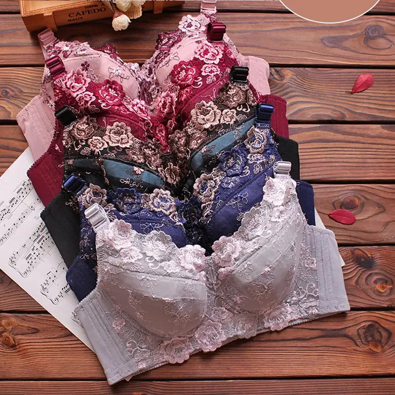 A54 - Ladies Underwire Floral Embroidered Pink Bra 34-48 B-H cup