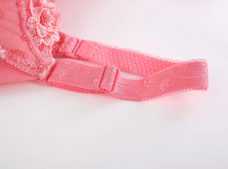 A17 - Ladie's Lightly Lined Underwire Lace Bra Pink 34-48 B-H cup