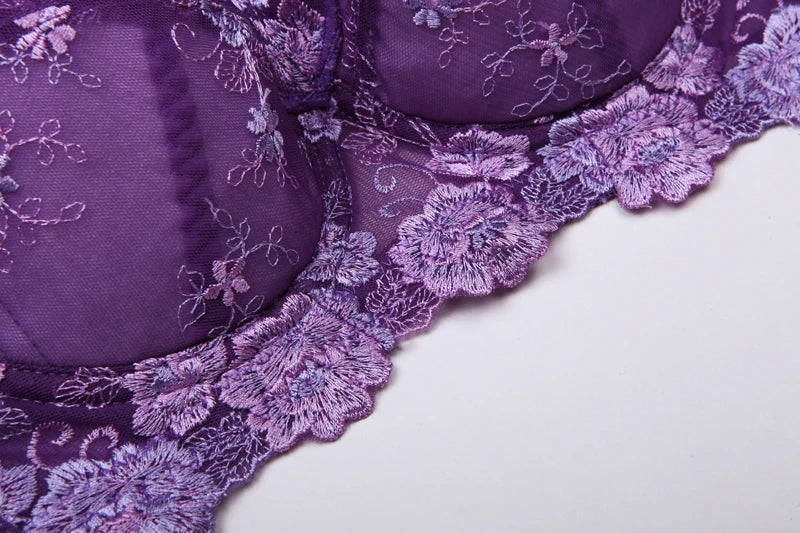 A25 - Ladies Floral Embroidered Lightly Lined Underwired Bra Green 34-48 B-H cup