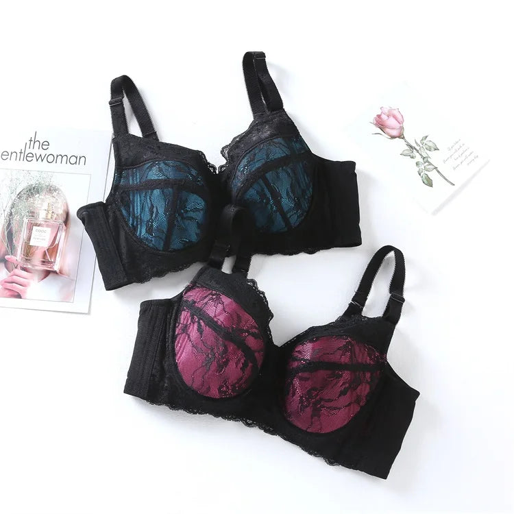 A45 - Ladies Lightly Lined Underwire Lace Bra Multi Blue 34-48 B-H cup