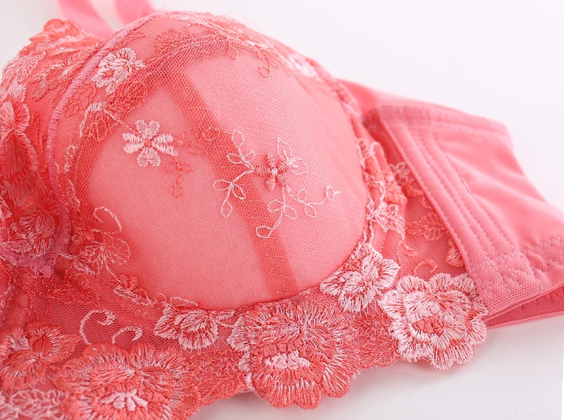 A17 - Ladie's Lightly Lined Underwire Lace Bra Pink 34-48 B-H cup