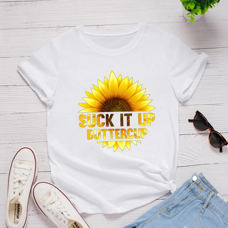Ladie's Slogan T-Shirt - Suck It Up Buttercup - various colours up to 3XL