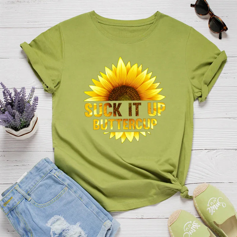 Ladie's Slogan T-Shirt - Suck It Up Buttercup - various colours up to 3XL