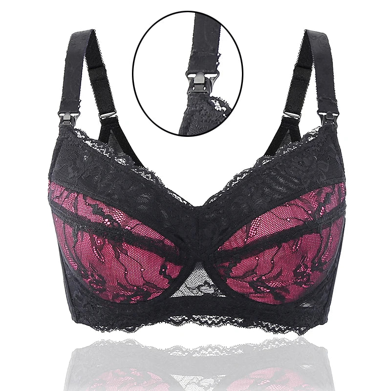 Nursing Maternity Full Figure Lightly Lined Underwire Lace Bra Multi Purple Red 34-48 B-H Cup