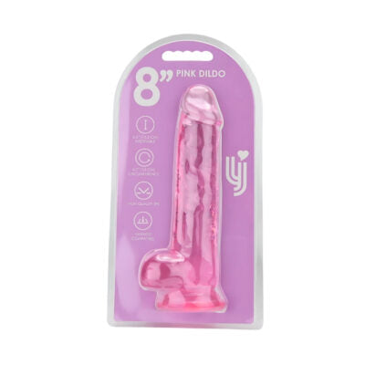 Loving Joy 8 Inch Dildo with Balls available in Pink Purple Black
