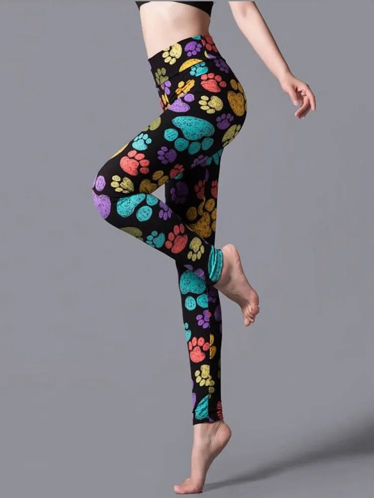 Ladie's High Waist Printed Leggings Casual Fitness Yoga sizes S-2XL