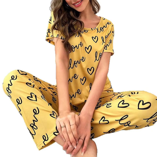 Women's Pyjama Set - T Shirt and Trouser - Assorted Styles Colours