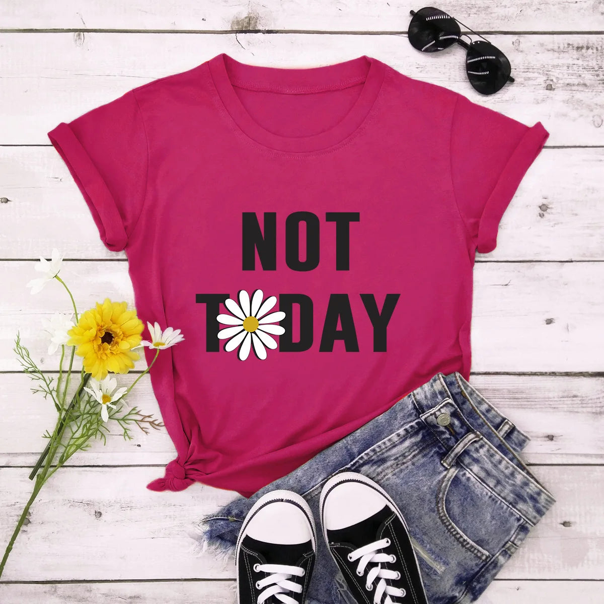 Ladies Slogan T-Shirt - Not Today - various colours - size S - 3XL