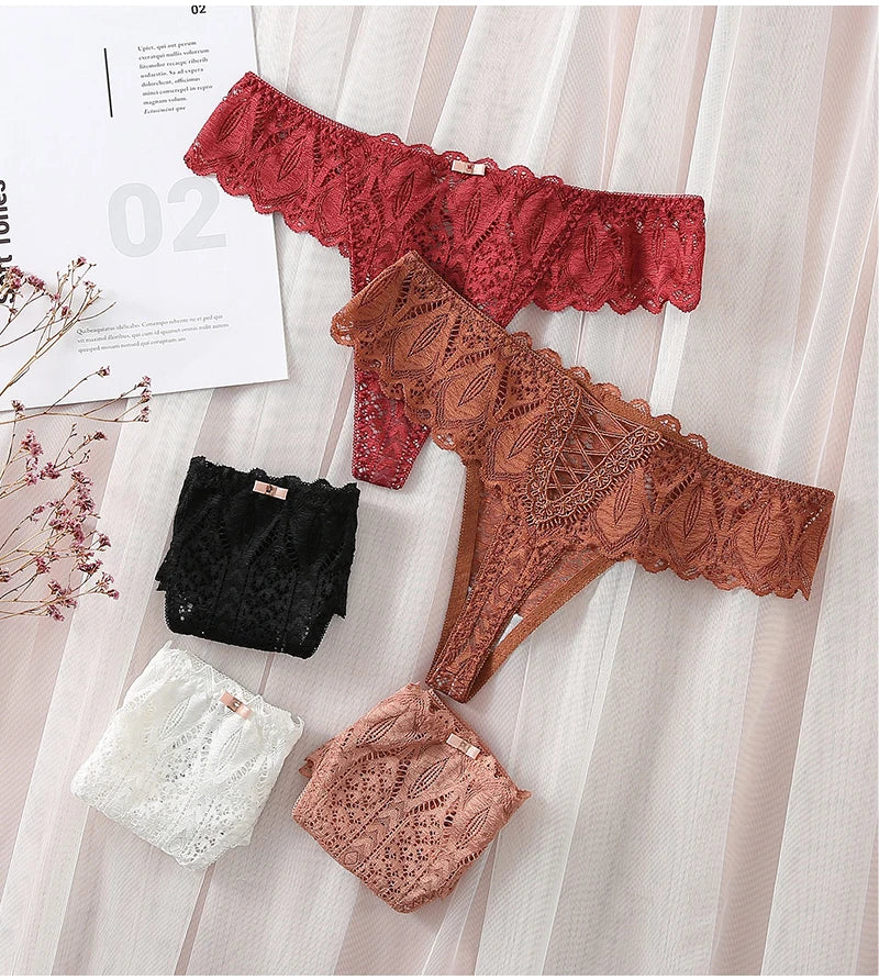 ADD - 3 x pair lace women's thongs low waist T-back breathable Thongs - various colours