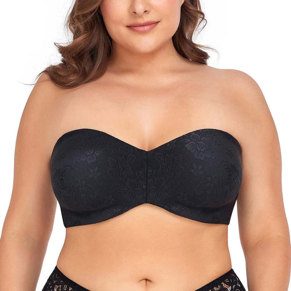 A10 - Strapless Bra Underwire Seamless Minimizer Bra Unlined Bandeau Bra 32-46 B-H Cup