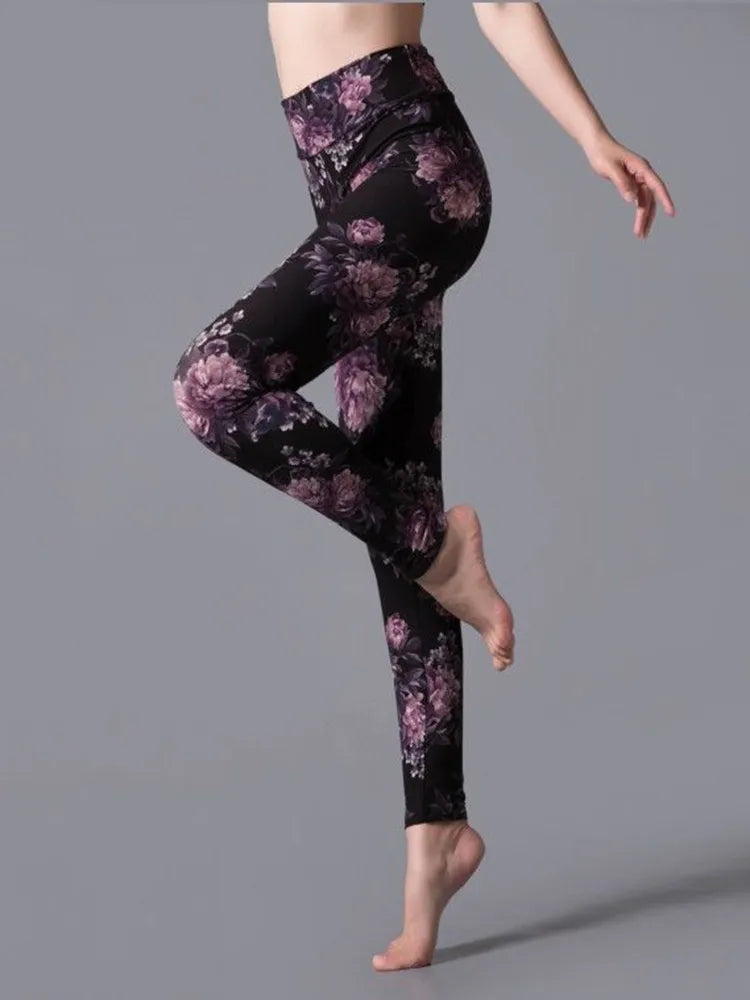 Ladie's High Waist Printed Leggings Casual Fitness Yoga sizes S-2XL