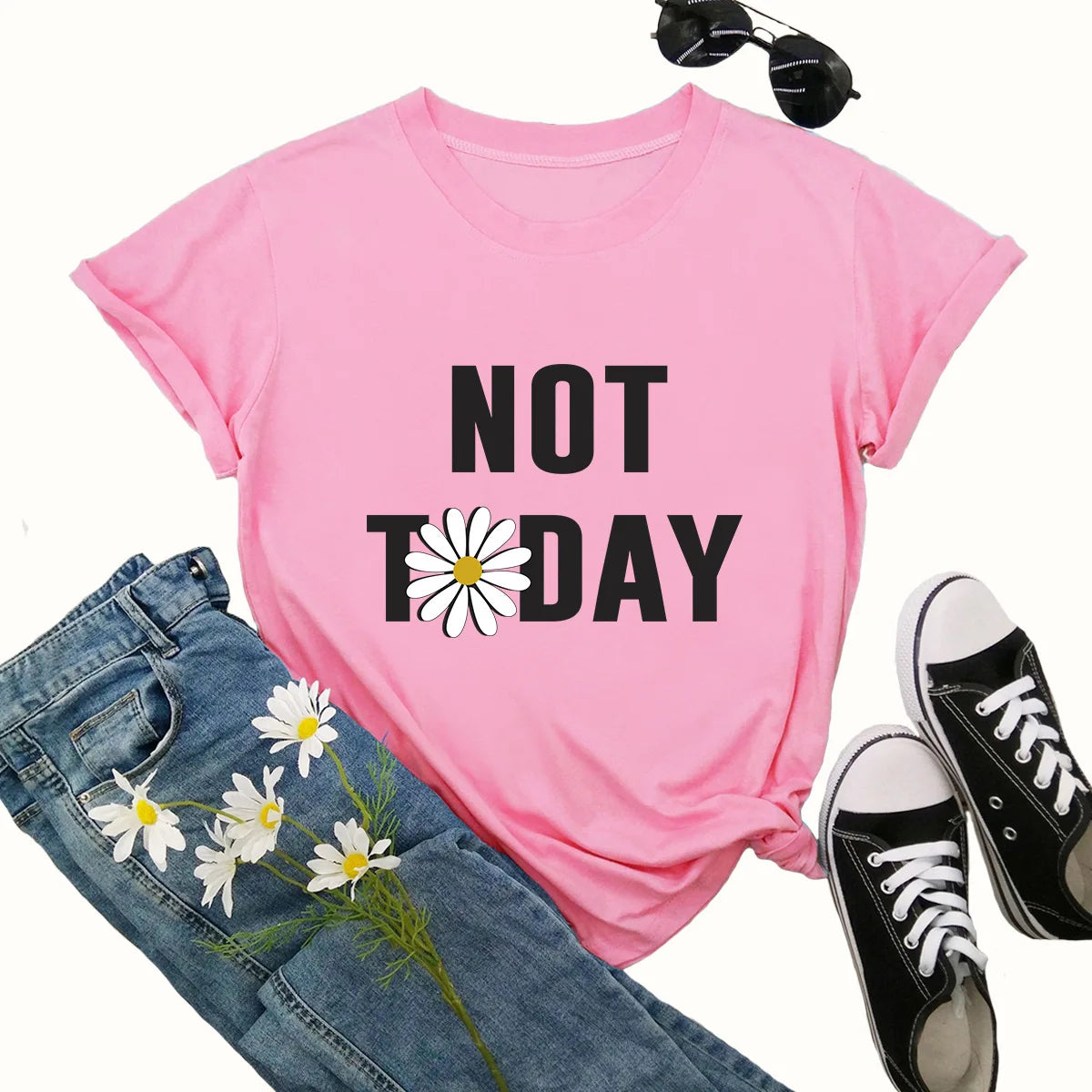 Ladies Slogan T-Shirt - Not Today - various colours - size S - 3XL