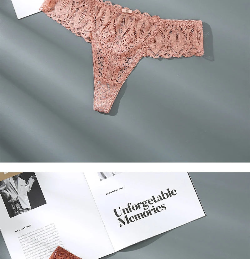 ADD - 3 x pair lace women's thongs low waist T-back breathable Thongs - various colours