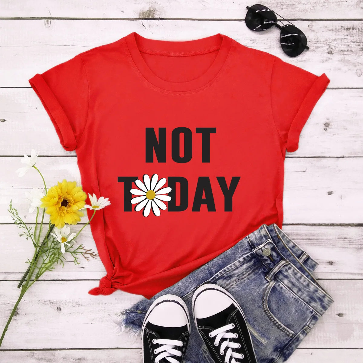 Ladies Slogan T-Shirt - Not Today - various colours - size S - 3XL