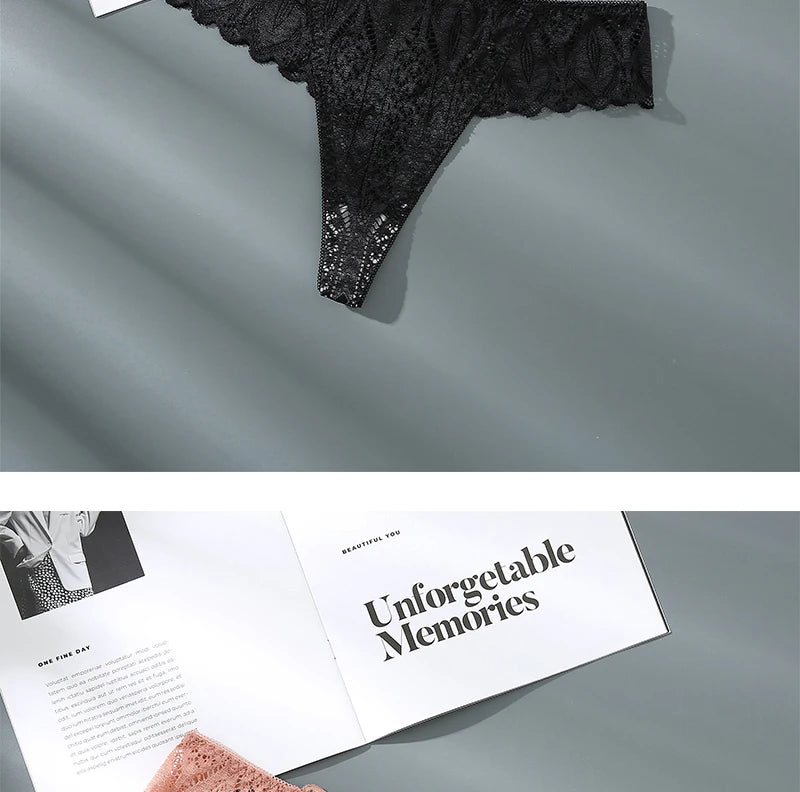 ADD - 3 x pair lace women's thongs low waist T-back breathable Thongs - various colours