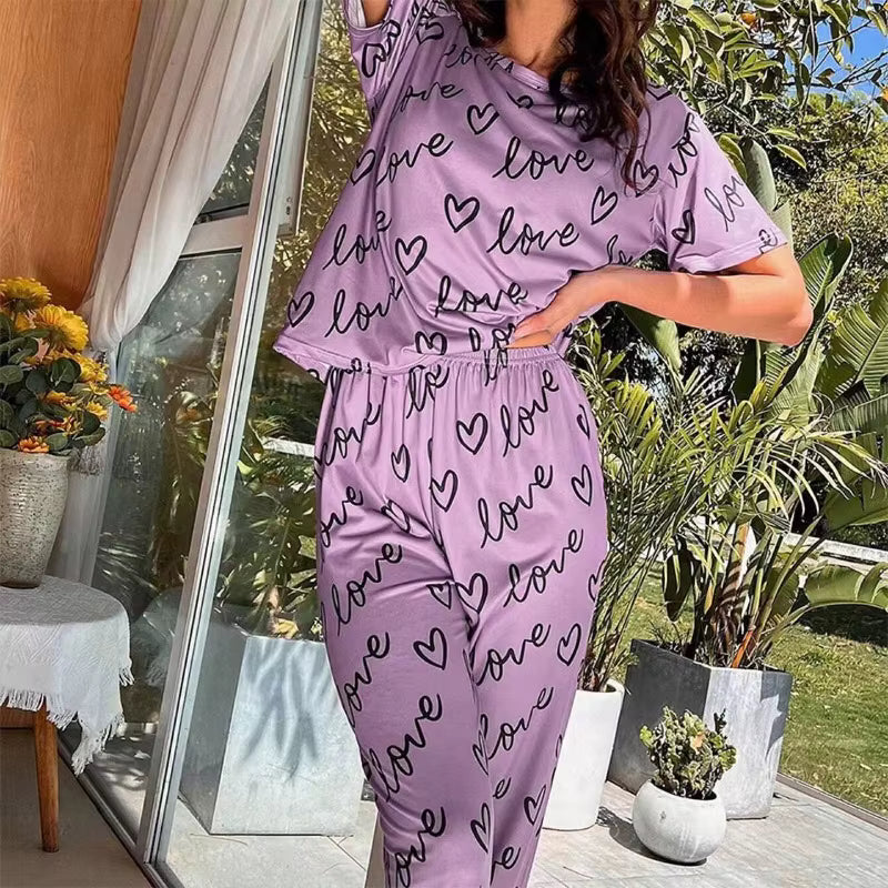 Women's Pyjama Set - T Shirt and Trouser - Assorted Styles Colours