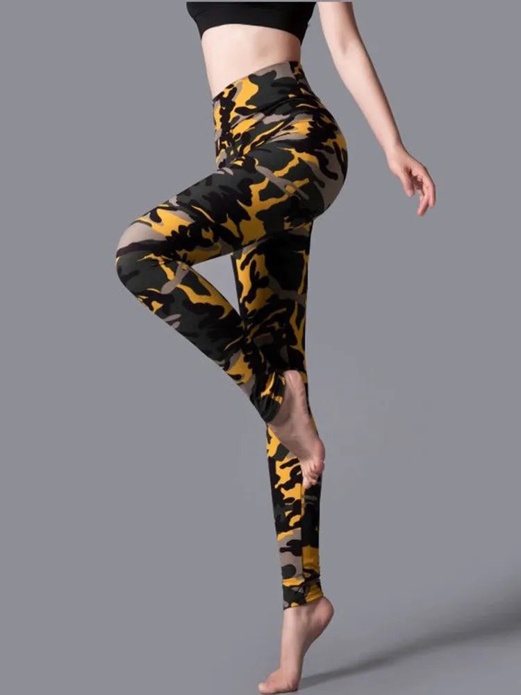 Ladie's High Waist Printed Leggings Casual Fitness Yoga sizes S-2XL