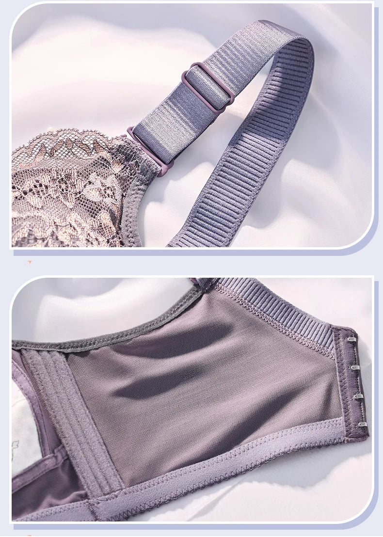 A01 - Wireless Lace Full Coverage Grey Bra 34-42 B-F Cup