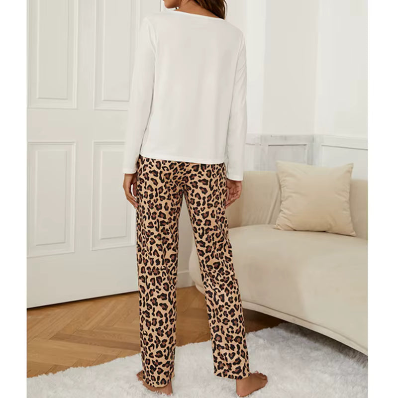 Women's Pyjama Set - Top and Trouser - Leopard Print