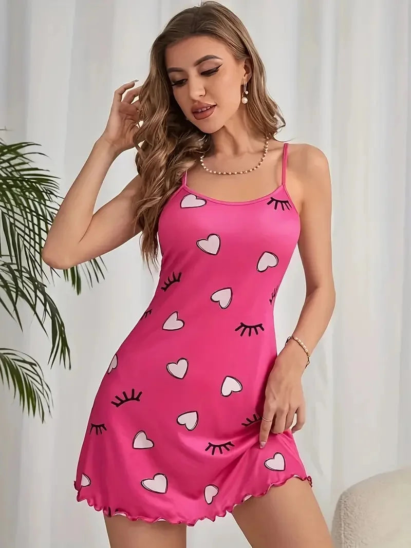 Eyelash Print Chemise / Nightdress / Pyjama