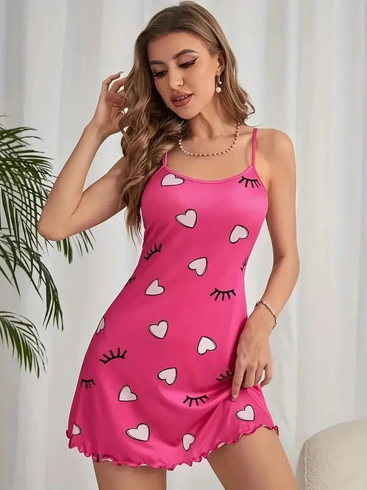 Eyelash Print Chemise / Nightdress / Pyjama