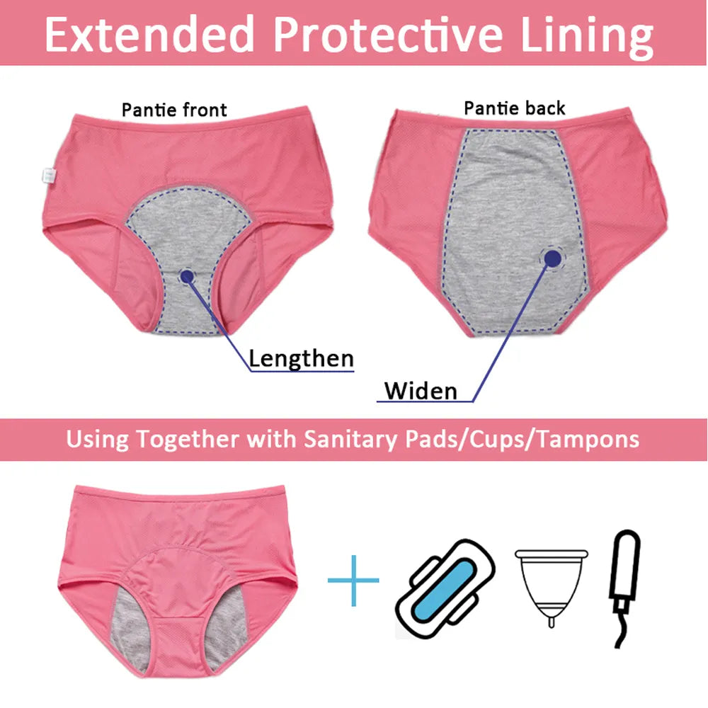 ADD - 2PCS Leak Proof Menstrual Period Pants Women Waterproof Briefs up to 8XL