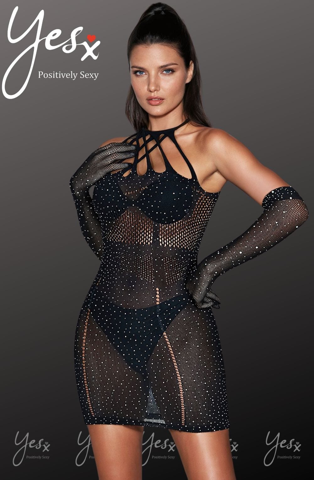 YesX YX865 Sparkle Rhinestone Fishnet