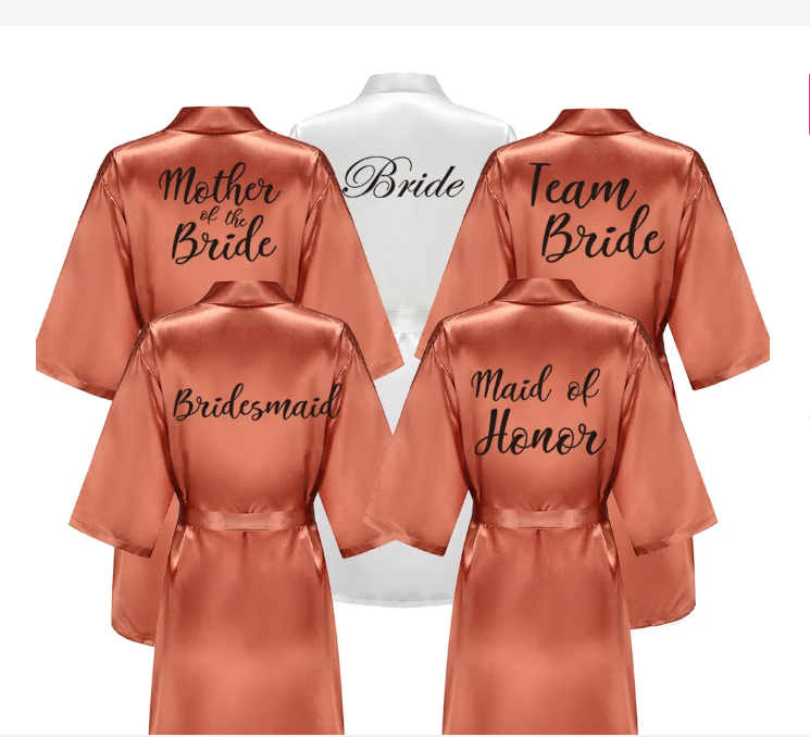 Caramel Satin Robe Hen, Bride, Hen Party, Sister, Squad, Mother, Bridesmaid -