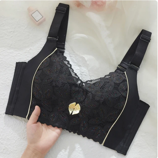 A04 - Wireless Lace Full Coverage Black Bra 34-42 B-E Cup