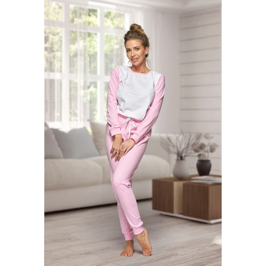 130 Women's 100% Cotton Pyjama Set - Pink/White