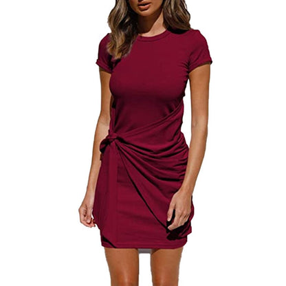 Ladies Summer Dress - Tie Draped T-Shirt Style - Various Colours