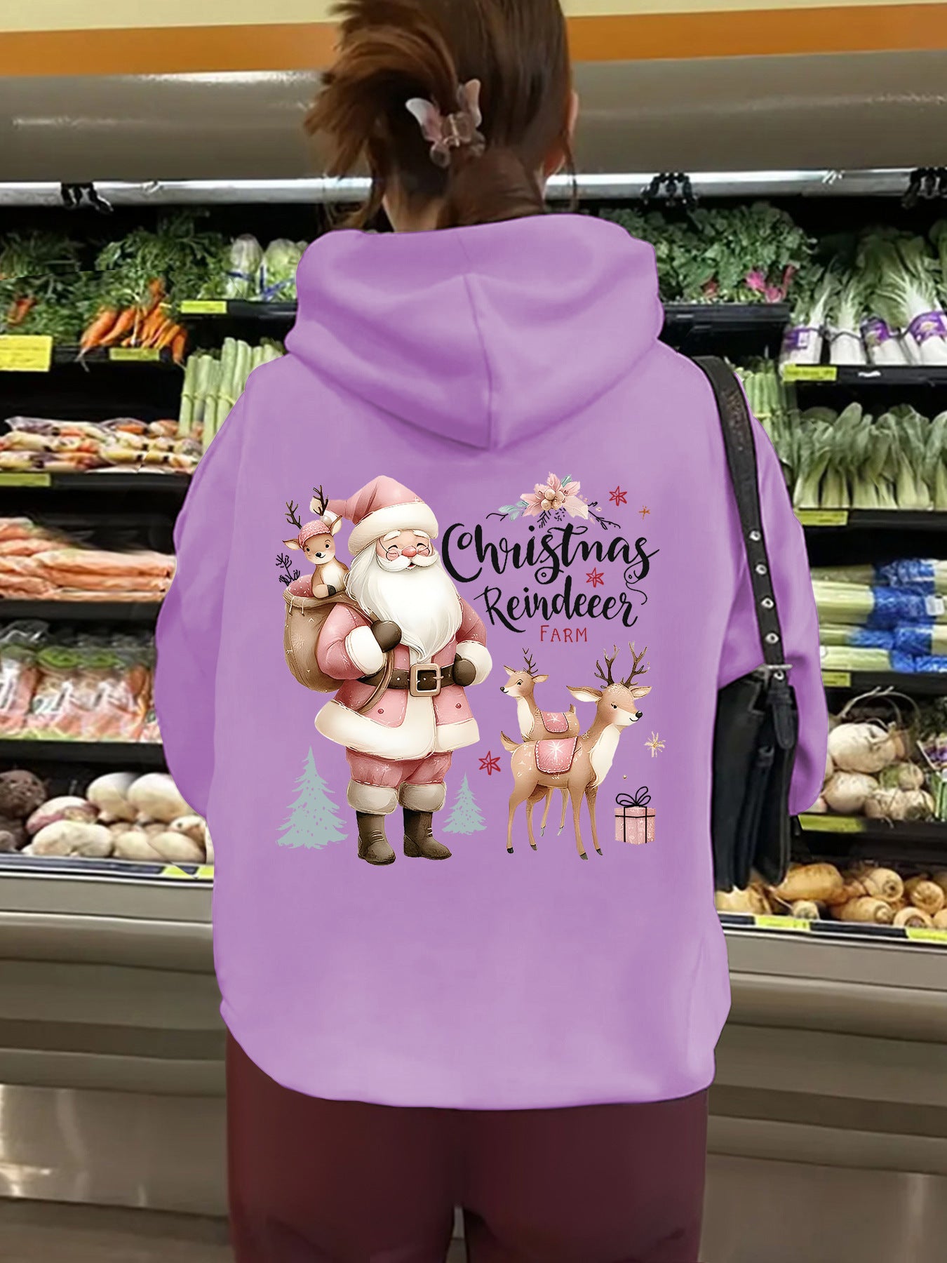 Christmas Hoodie - Santa & Reindeer Print - Various Colours