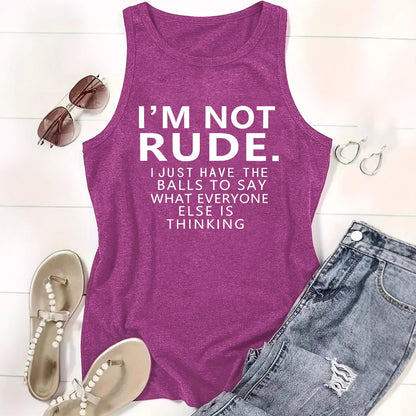 Ladies Printed Slogan Vest - Not Rude