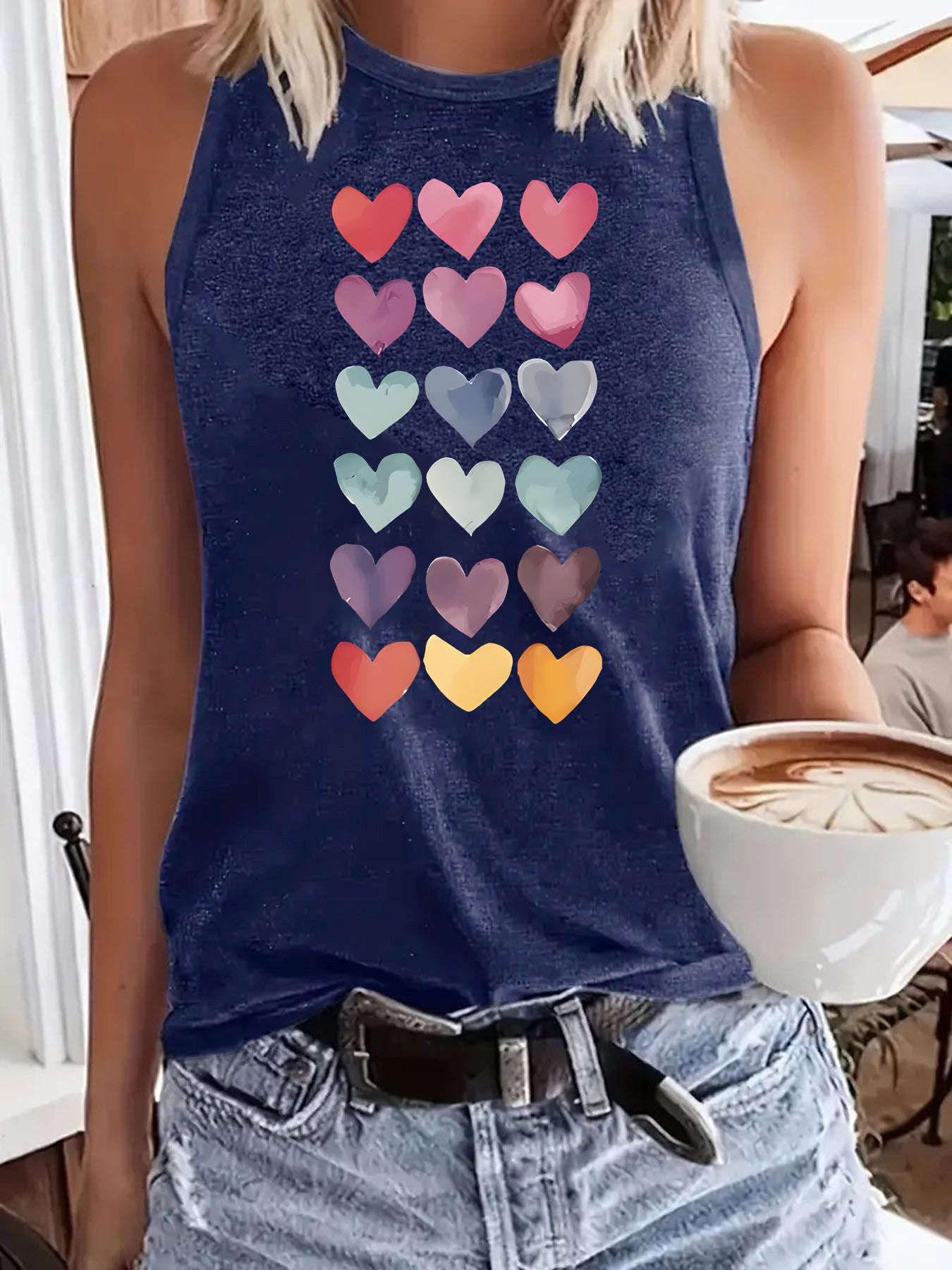 Ladies Heart Print Vest