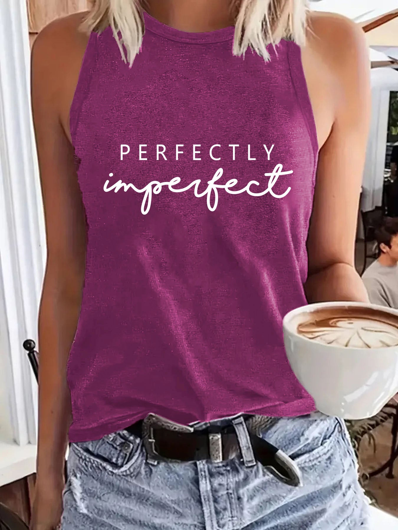 Ladies Slogan Print Vest  - Perfectly Imperfect