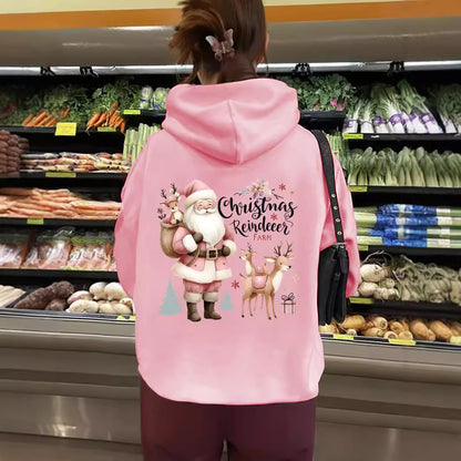 Christmas Hoodie - Santa & Reindeer Print - Various Colours