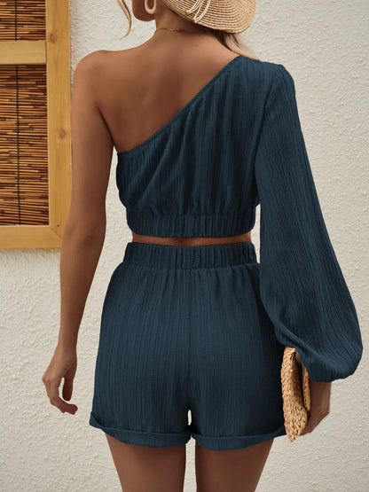 Women's Off Shoulder Top and Shorts Co-Ord Set