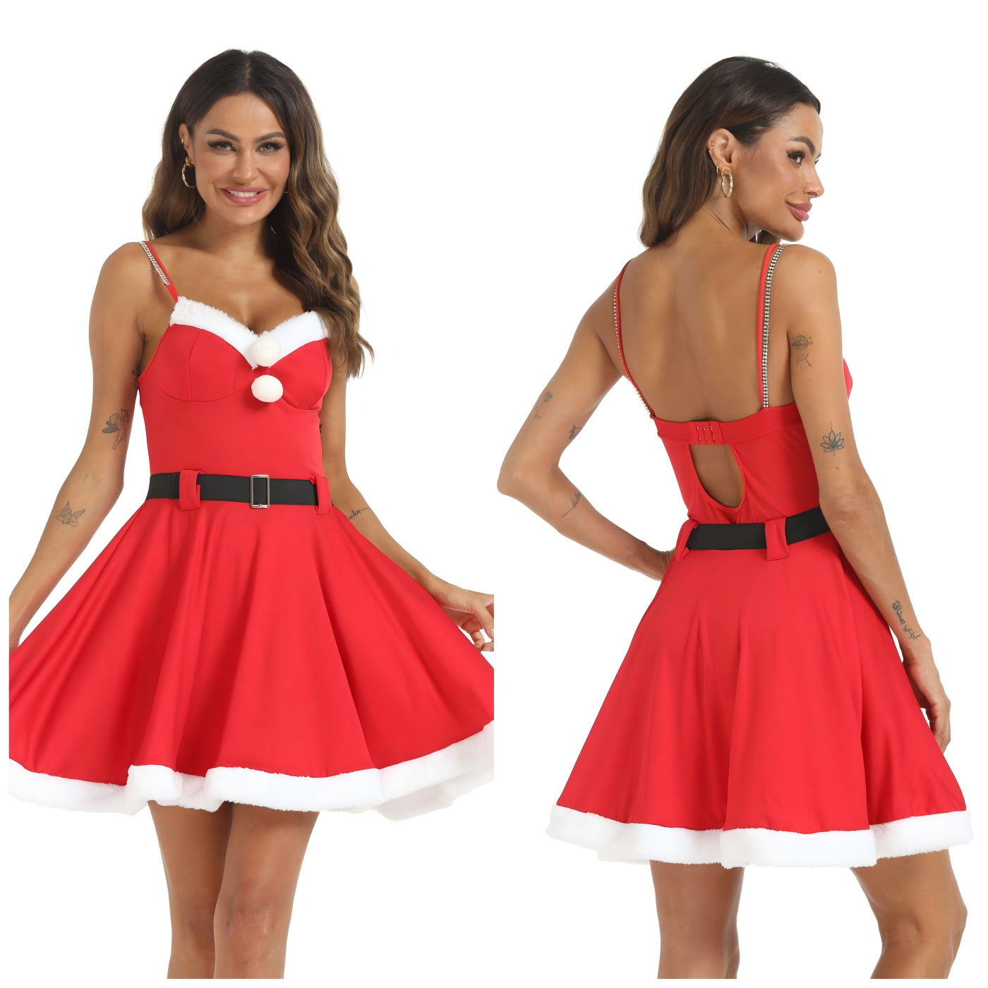 Miss Santa Dress with Rhinestone Strap
