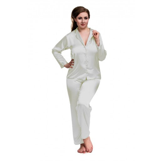 NX - 084 Plus Size Satin Pyjama Set Long Sleeve Nightwear - Various Colours