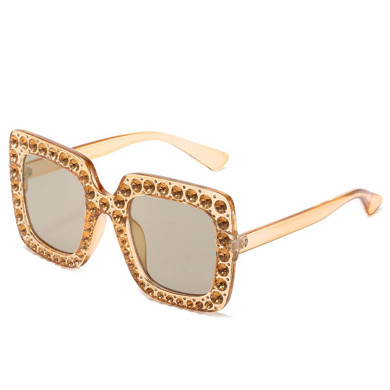 Ladies Vintage Oversized Square Rhinestone Sunglasses - various colours