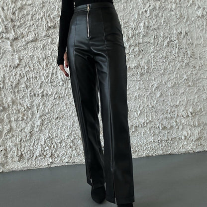 Faux Leather PU Wide Leg Trousers