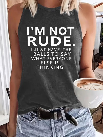 Ladies Printed Slogan Vest - Not Rude