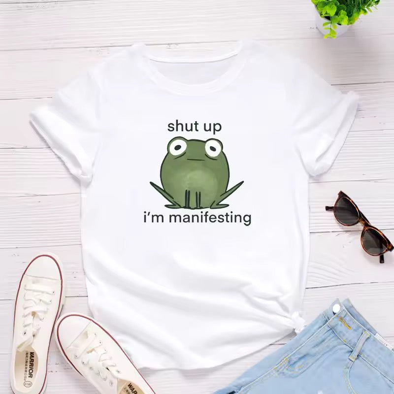 Ladies Slogan T-Shirt - Shut Up I'm Manifesting - various colours - size S - 3XL