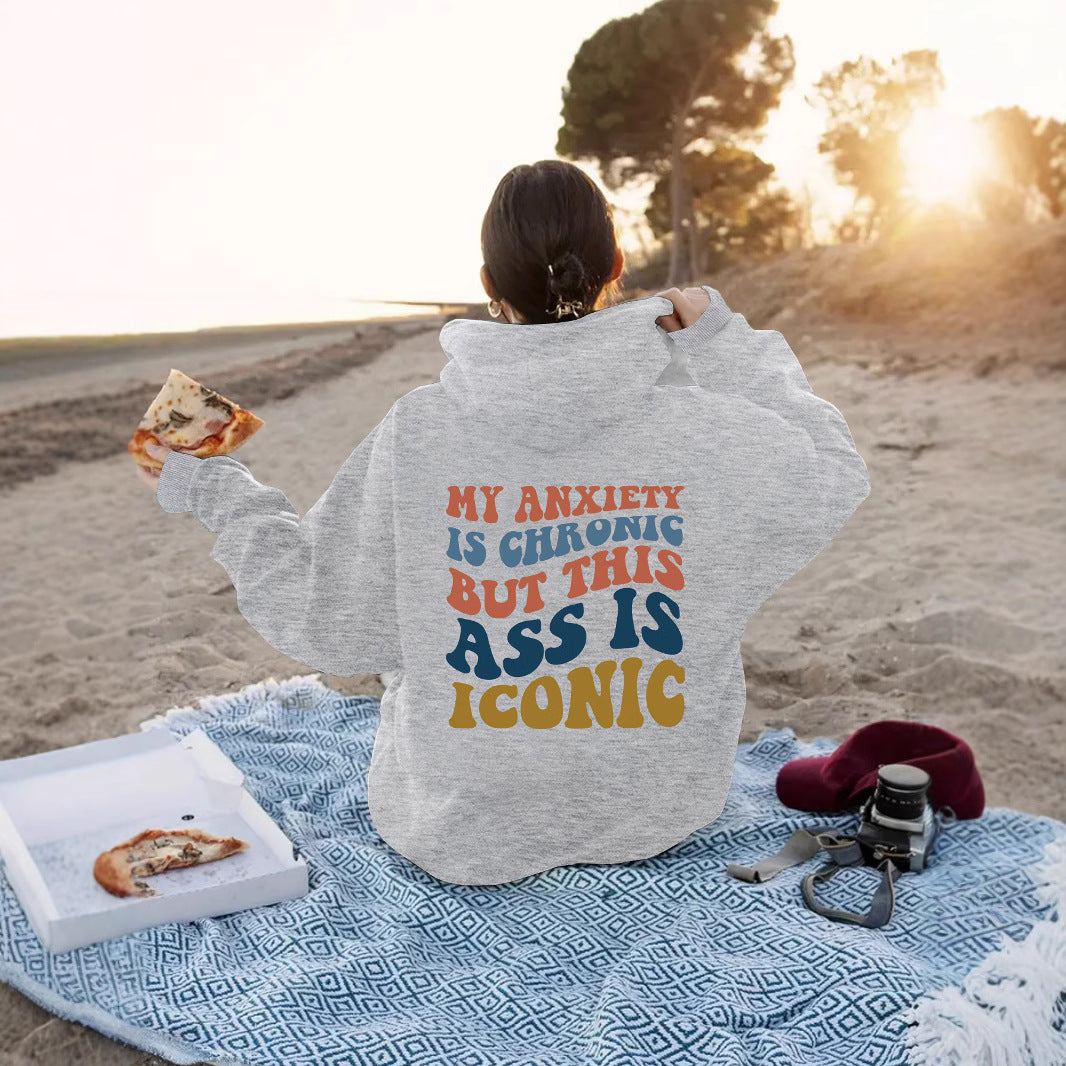 Women's Slogan Hoodie - Anxiety Iconic