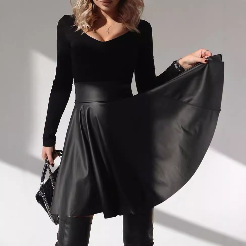 Faux Leather PU High Waisted Umbrella Skirt - Various Colours