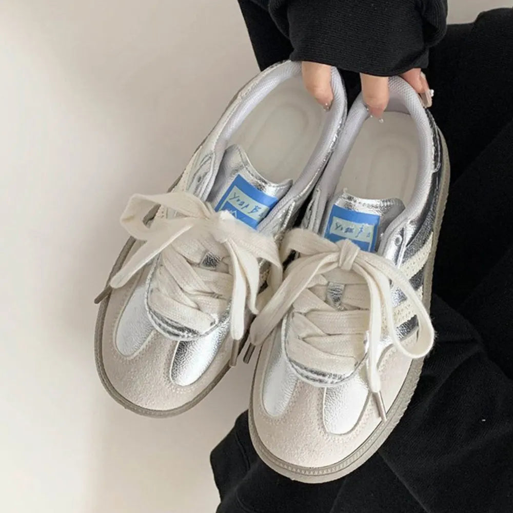 Contrast Round Toe Trainers