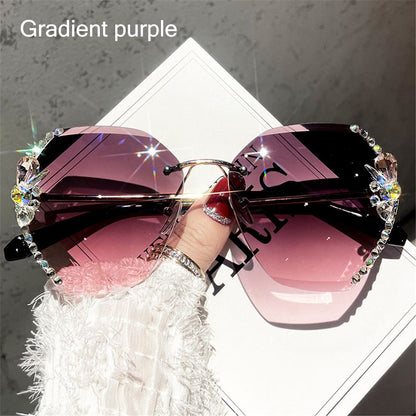 Ladies Vintage Rimless Rhinestone Sunglasses - UV400 - various colours