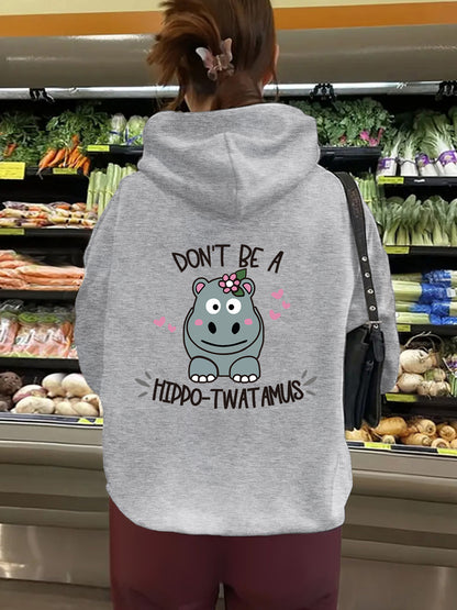 Women's Slogan Hoodie - Hippo****mas